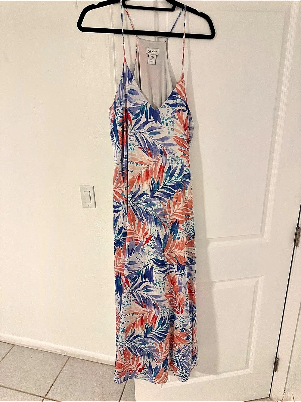 Nicole Miller New York Maxi Dress in Blue & White Size Large Like New